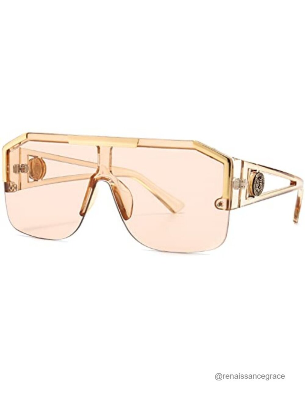 Oversized Square Sunglasses One Lens Shield Shades Metal Frame UVA UVB